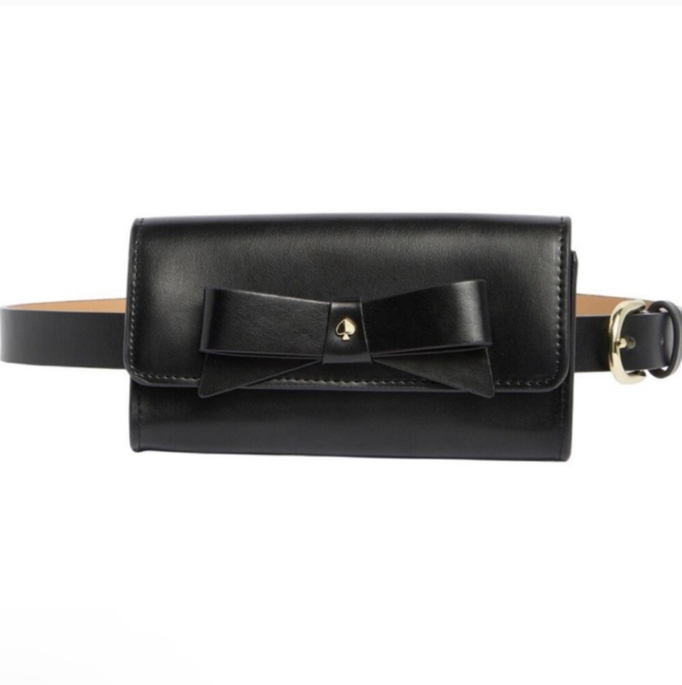 Kate Spade Bow Tie Genuine Leather Belt Bag/Fanny Pack Black L/XL NWT